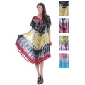 Indian Tie Dye Short Sleeve Dress with Sequins & Embroider